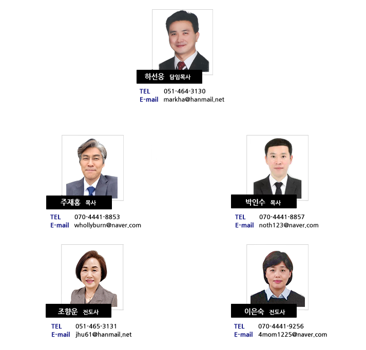 하선웅담임목사 및 삼일교회 교역자 사진